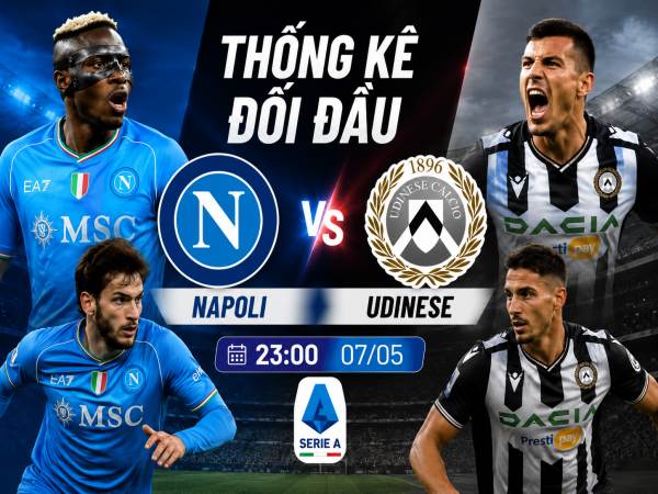 Thống kê về đối đầu Napoli đấu với Udinese ngày 7/5 chi tiết